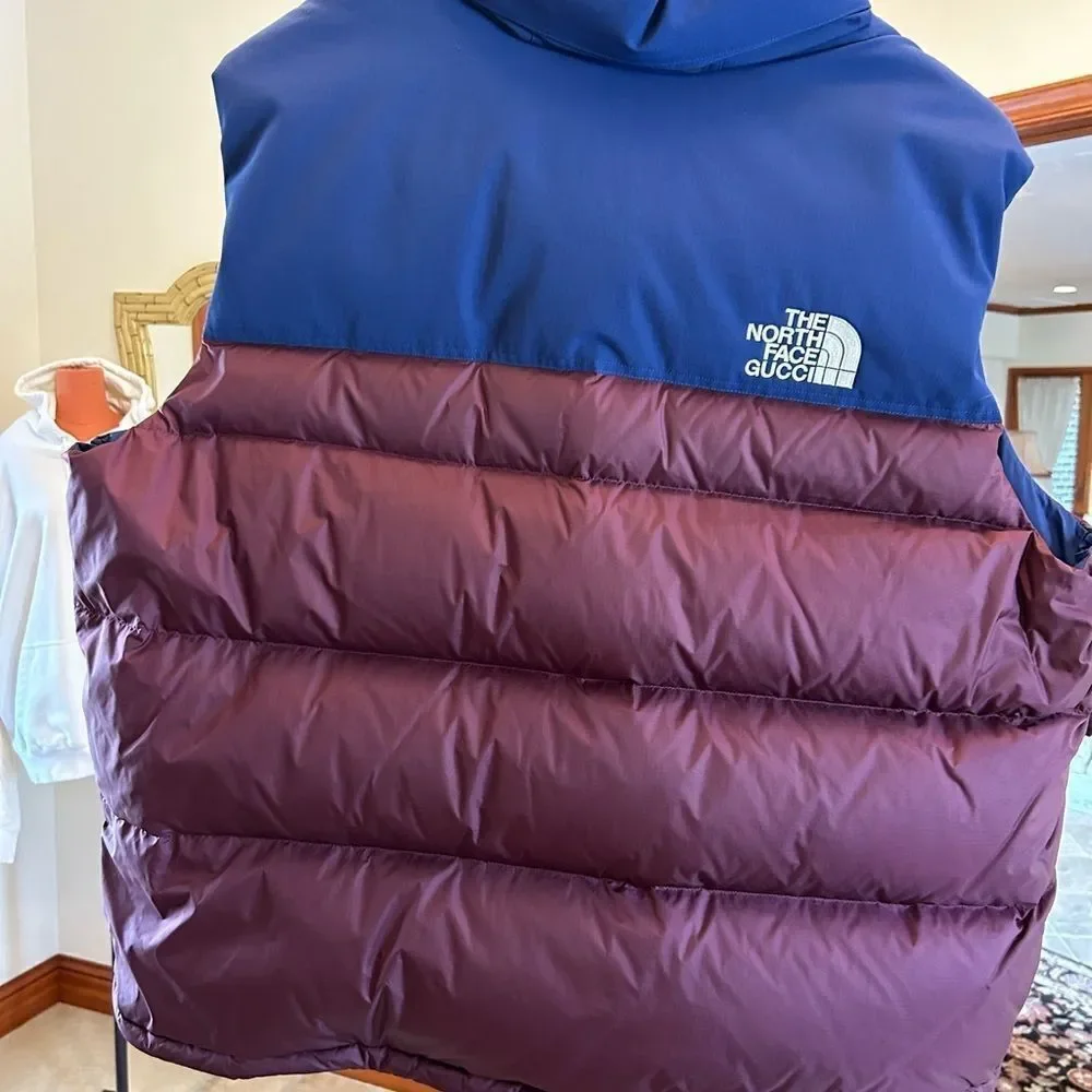 Men’s Gucci, X Northface puffer vest size XXXL with dust bag